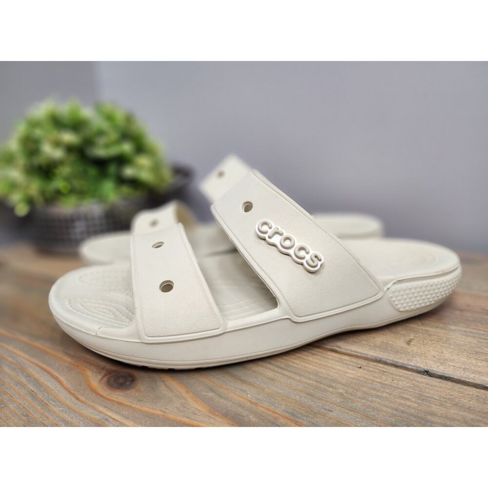 Crocs Sandals White Slide Jibbitz Casual Comfort Cushioned Slip On Sz 9
